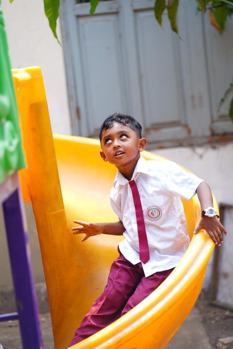 Fun on the slide at break time